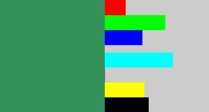 Hex color #34935b - greenish