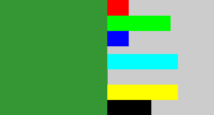 Hex color #349733 - darkish green