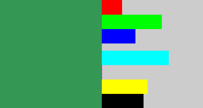 Hex color #349753 - medium green