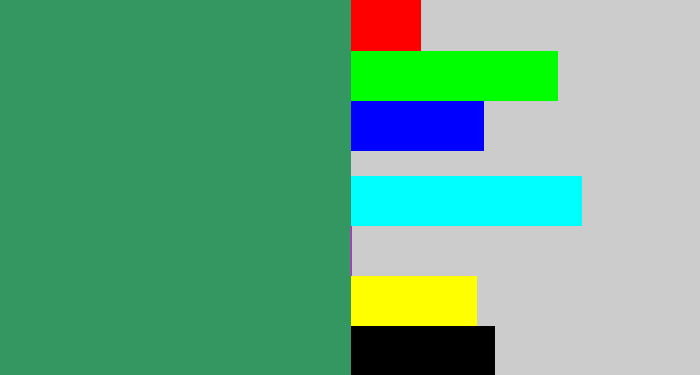 Hex color #349761 - greenish