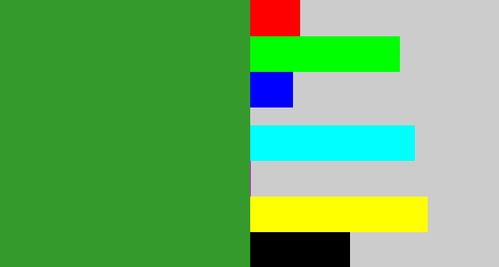 Hex color #349a2c - darkish green