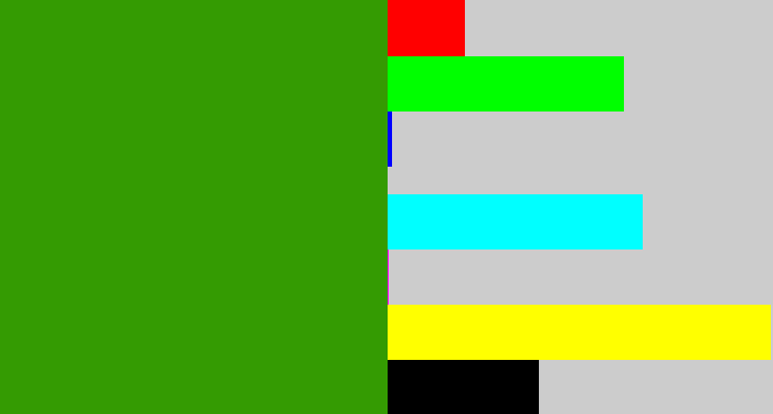 Hex color #349b02 - grassy green