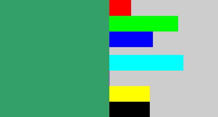 Hex color #34a065 - greenish