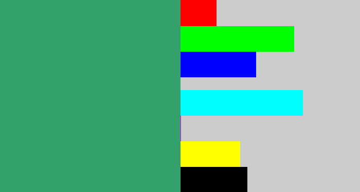 Hex color #34a06b - greenish
