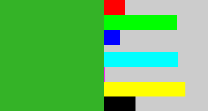 Hex color #34b327 - green