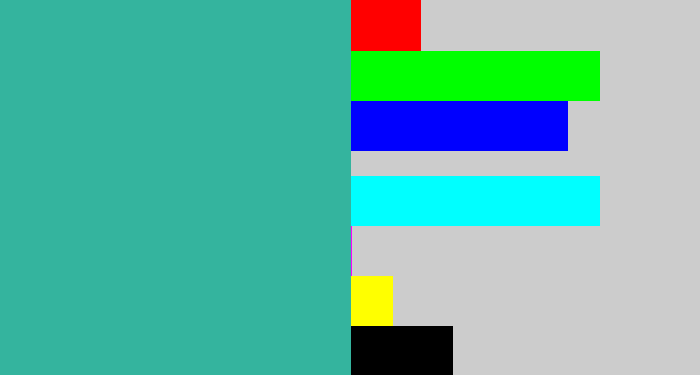 Hex color #34b49e - greeny blue