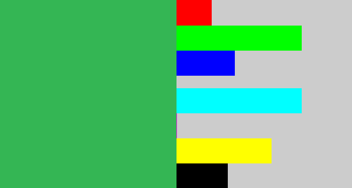 Hex color #34b654 - medium green