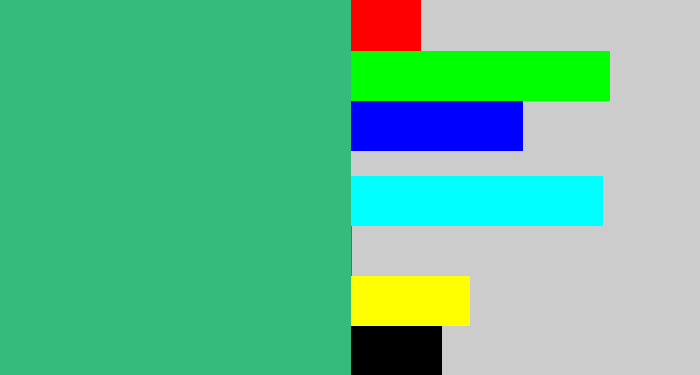 Hex color #34bc7c - greenish teal