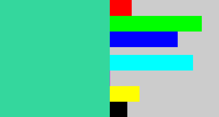 Hex color #34d79d - greenblue