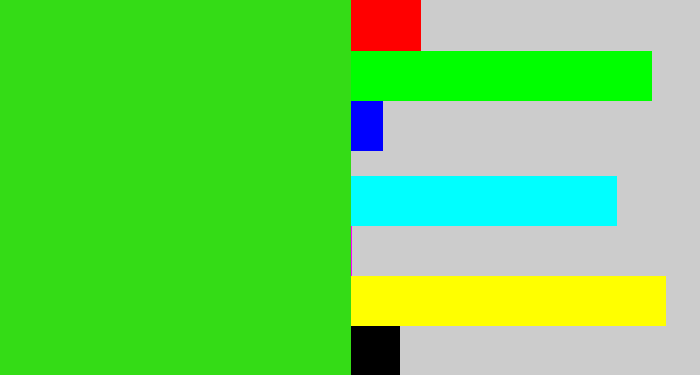 Hex color #34dc16 - vivid green
