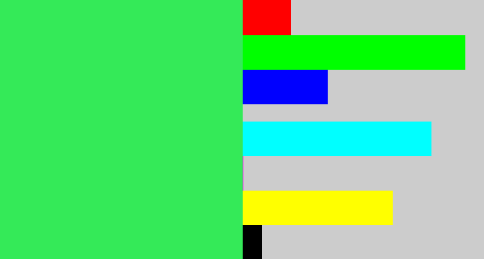 Hex color #34ea58 - bright light green