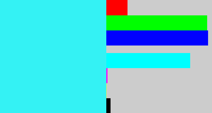 Hex color #34f2f4 - bright light blue