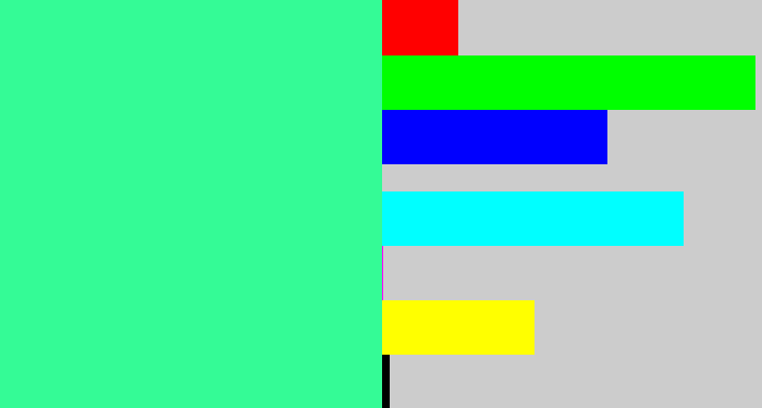 Hex color #34fb96 - wintergreen