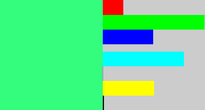 Hex color #34fd7e - wintergreen
