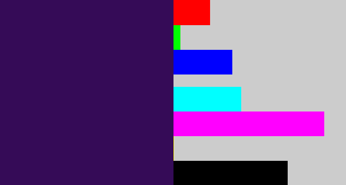 Hex color #350b57 - dark indigo