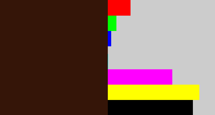 Hex color #351508 - dark brown