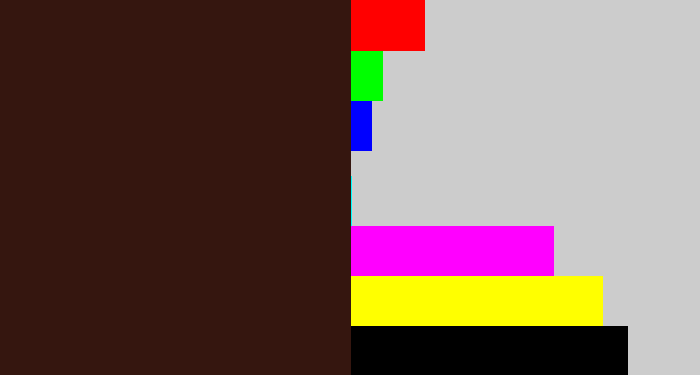 Hex color #35160f - dark brown