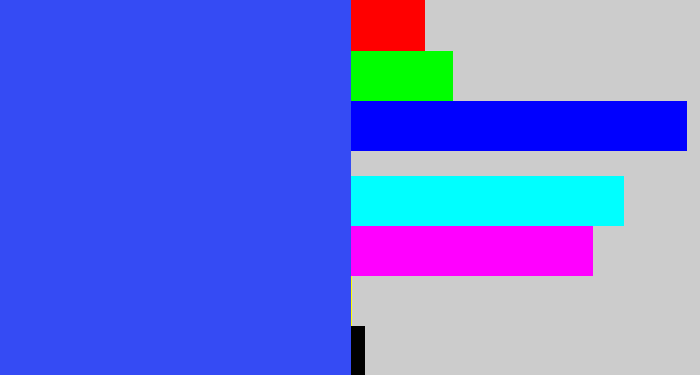 Hex color #354bf4 - azul