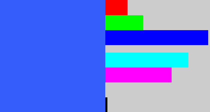 Hex color #355dfb - azul