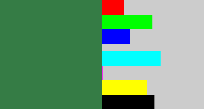 Hex color #357c45 - darkish green