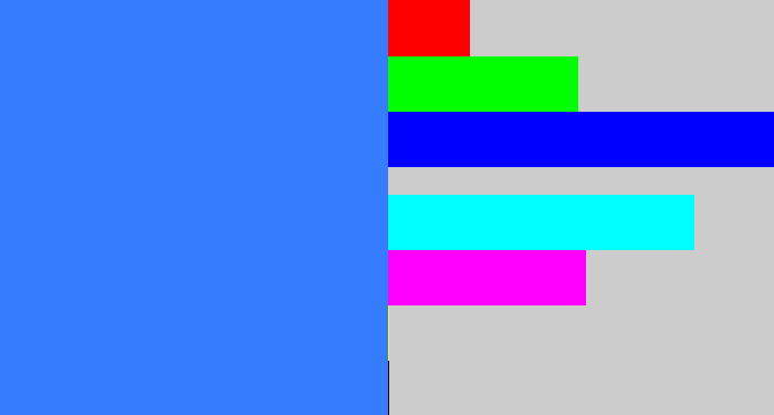 Hex color #357cfe - lightish blue