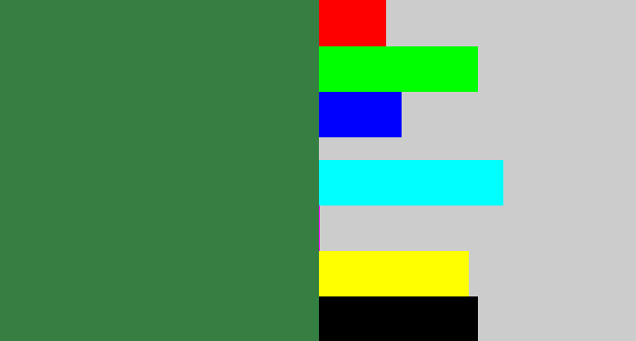 Hex color #357f43 - darkish green