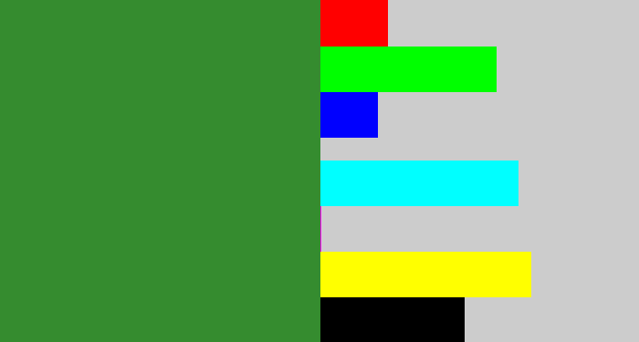 Hex color #358c2f - darkish green