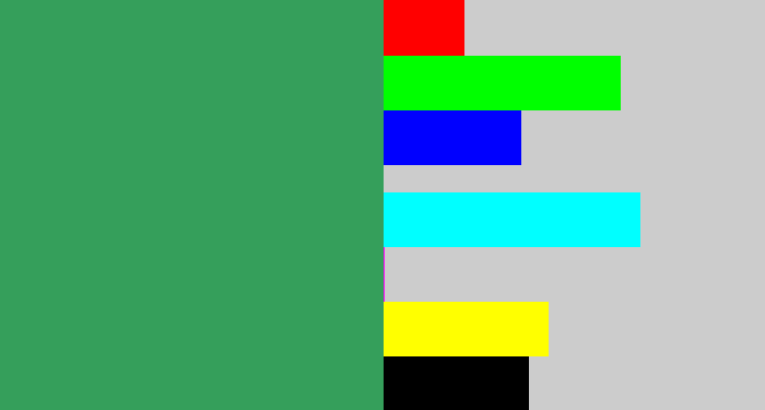 Hex color #359f5b - greenish