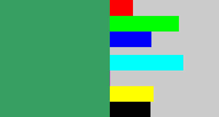 Hex color #35a060 - greenish
