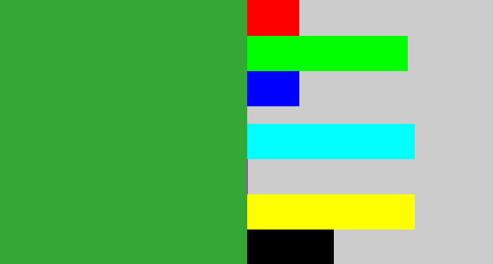 Hex color #35a735 - medium green
