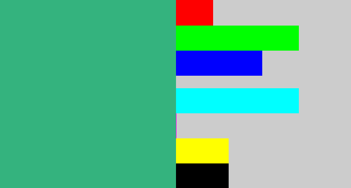 Hex color #35b37e - bluey green