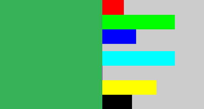 Hex color #35b455 - medium green