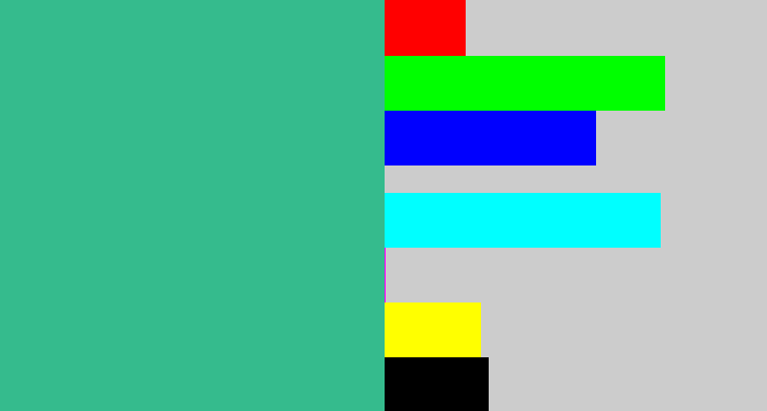 Hex color #35bb8d - greenish teal
