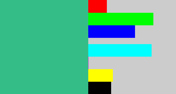 Hex color #35bd88 - greenish teal
