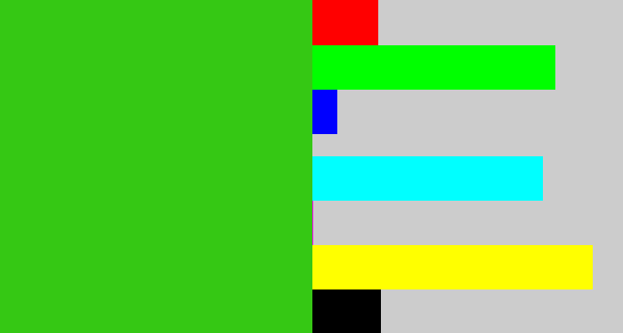 Hex color #35c814 - frog green
