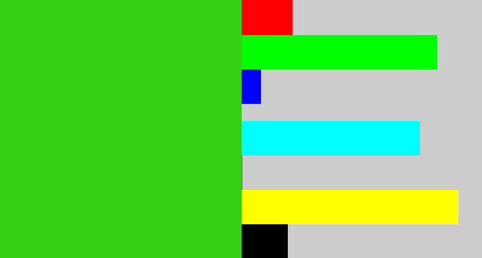 Hex color #35cf14 - vivid green