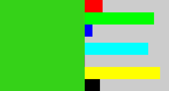 Hex color #35d218 - vivid green