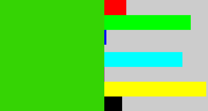 Hex color #35d404 - vivid green