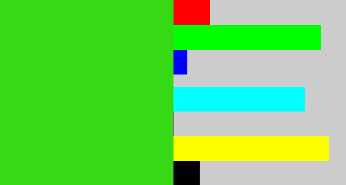 Hex color #35da15 - vivid green