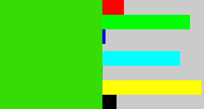 Hex color #35dc07 - vivid green