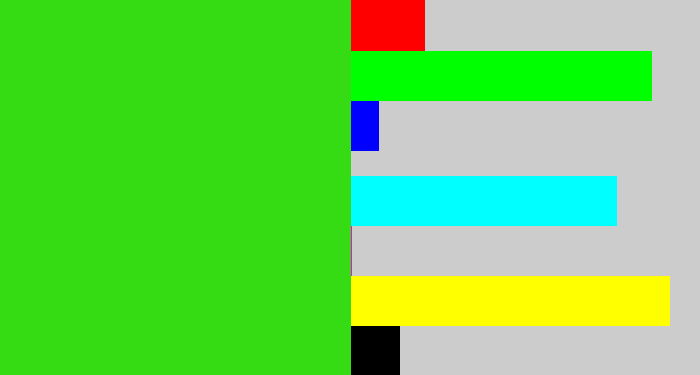 Hex color #35dc14 - vivid green