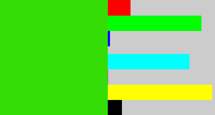 Hex color #35dd06 - vivid green
