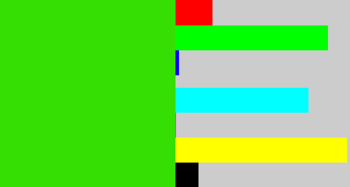Hex color #35df04 - vivid green