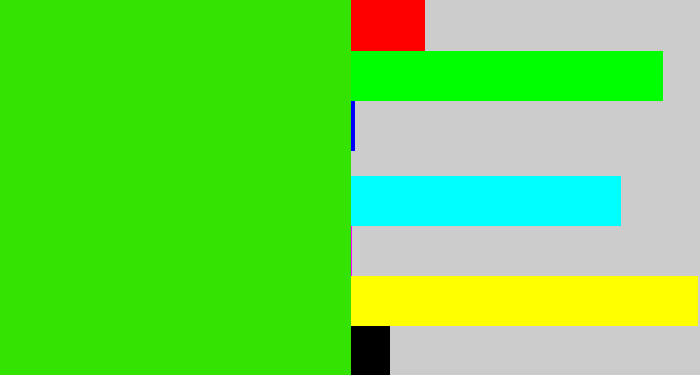 Hex color #35e303 - vivid green