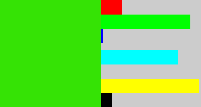Hex color #35e305 - vivid green