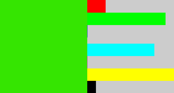Hex color #35e501 - vivid green