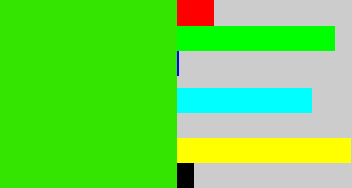 Hex color #35e502 - vivid green