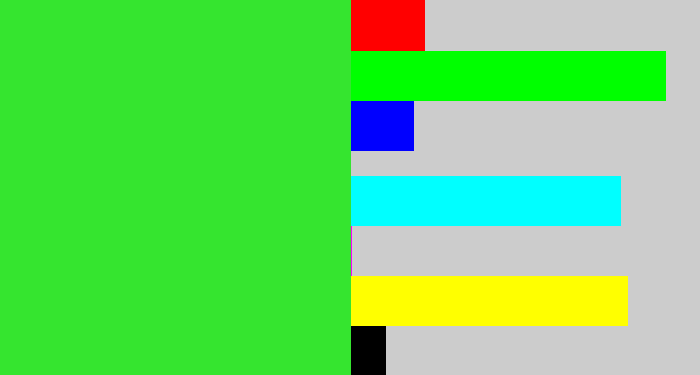 Hex color #35e52f - radioactive green