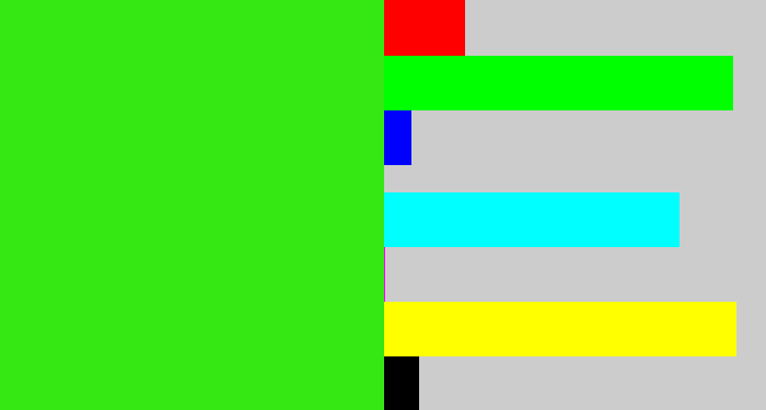 Hex color #35e713 - vivid green
