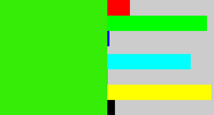 Hex color #35ed06 - vivid green